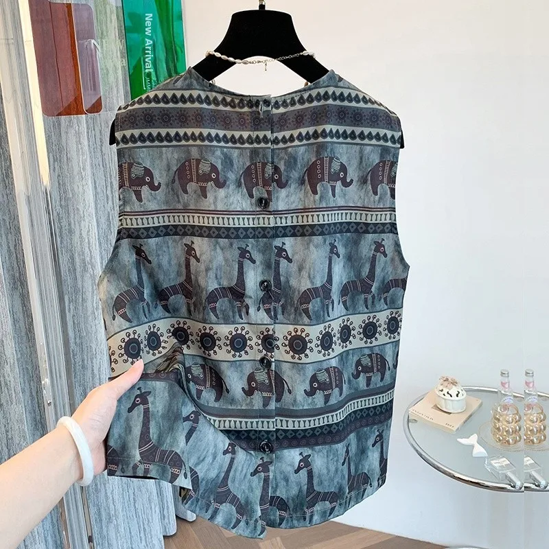 เสื้อสเวตเตอร์ฤดูร้อนสำหรับผู้หญิง ทรงหลวม คอกลม ผ้าบาง สไตล์วินเทจ ติดกระดุม สวมใส่สบาย ระบายอากาศได้ดี แฟชั่นทันสมัย