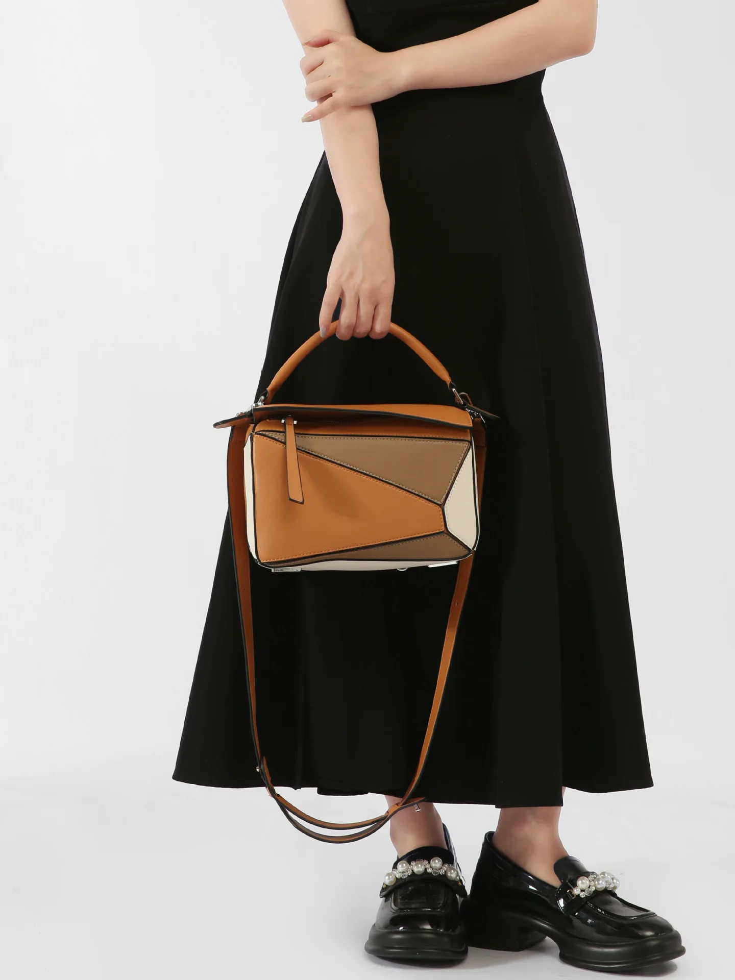 

‌2026 New Women's Geometric Patchwork Shoulder Bag - Pillow Tote Crossbody Handbag, Trendy Large Capacity Top Handle Purse