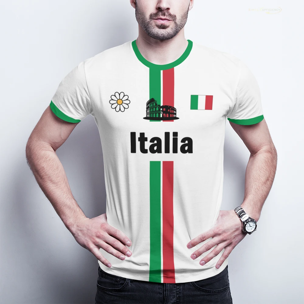 إيطاليا لكرة القدم تي شيرت الصيف الشباب تنفس التجفيف السريع كرة القدم التدريب جيرسي للجنسين العلم الإيطالي المطبوعة القمم الرياضية هدية