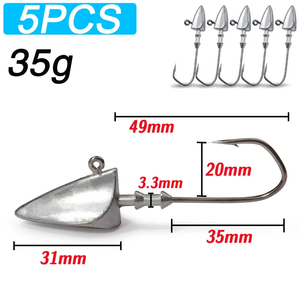 GOBAIT 5 stücke Metall Jig Kopf Haken 3,5g 10g 21g 35g Gewicht Kurbel Sharp Angelhaken Getriebe Sinker pesca Set Weiche Köder Texas Rig Angelgerät 3