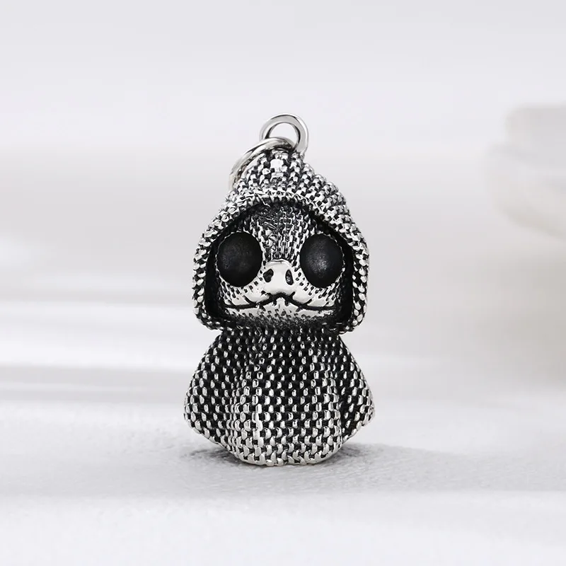 

S925 Sterling Silver Snake Pendant Black Color Old Process Big Eyes Cloak Lizard Design Unisex Fine Jewelry FYNE365