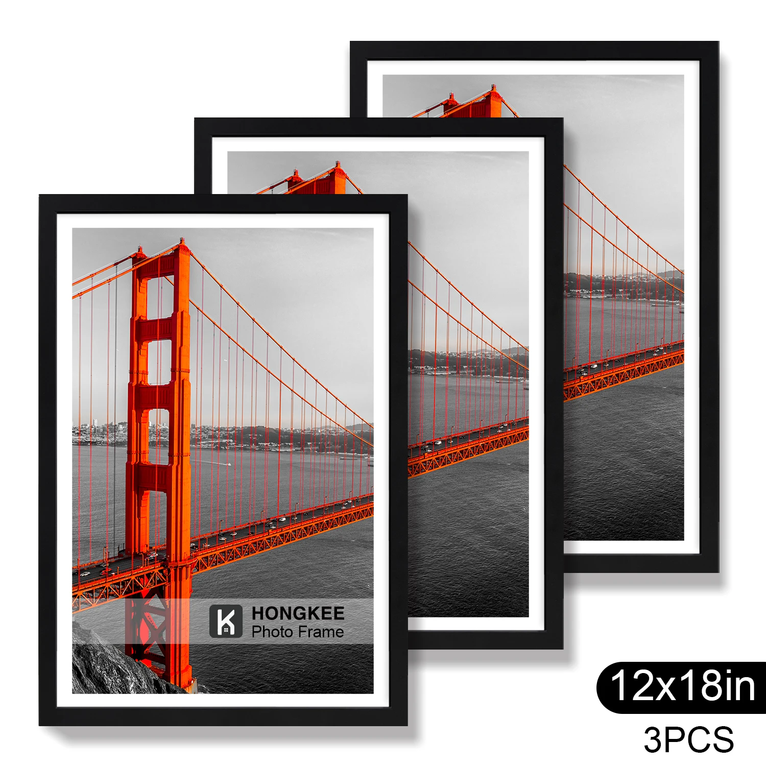 

12x18 Picture Frame, Display Pictures 11x17 with Mat or 12 x 18 Without, Wall Hanging Poster Frames, Black