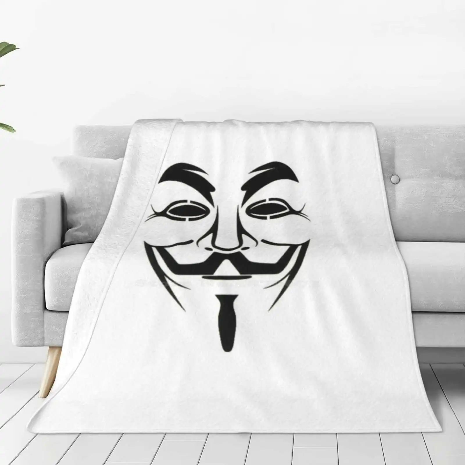 Xx Face , V For Vandetta Top Quality Comfortable Bed Sofa Soft Blanket Grandson Xx Logo Black White Indie Spotify Alternative