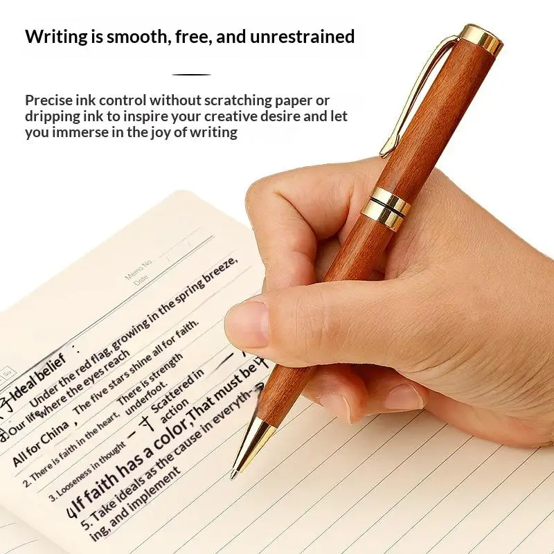 New Premium Metal Ballpoint Pen With Wood For Smooth Writing Experience And High-End Design-Black Ink-Office-With Case