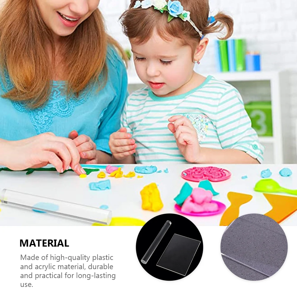 

5pcs Sculpture Tool Set Durable Plastic Acrylic Pottery Supplies Kids Adults Clay Carving Tools Clay Roller Mud Press Stick Hand