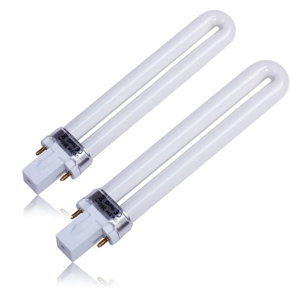 N88R New Professional Electronic 2pcs 365nm 9W Nail Dryer UV Lamp Light Bulb Tube Replacement Art Nail Polish Manicure