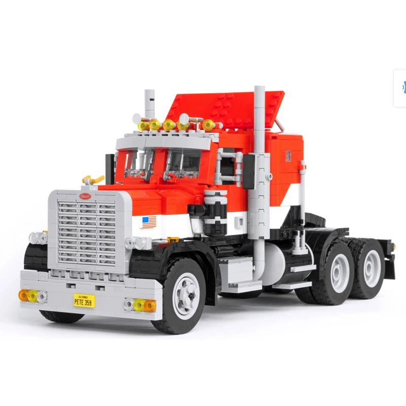 

1535PCS MOC city industrial 1:21 scale Peterbilt 359 Classic US Container Truck trailer model creative ideas Toy technologyBlock