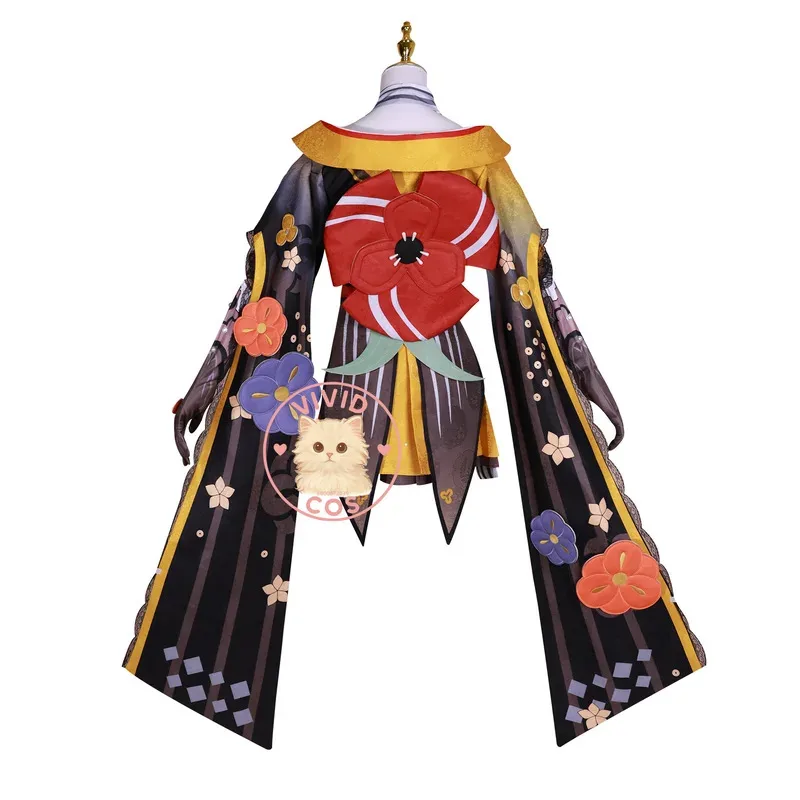 Genshin Impact Chiori Inazuma Traditional Texts Full Set Details Cosplay Costume Thunder-Inspired Patterns Games