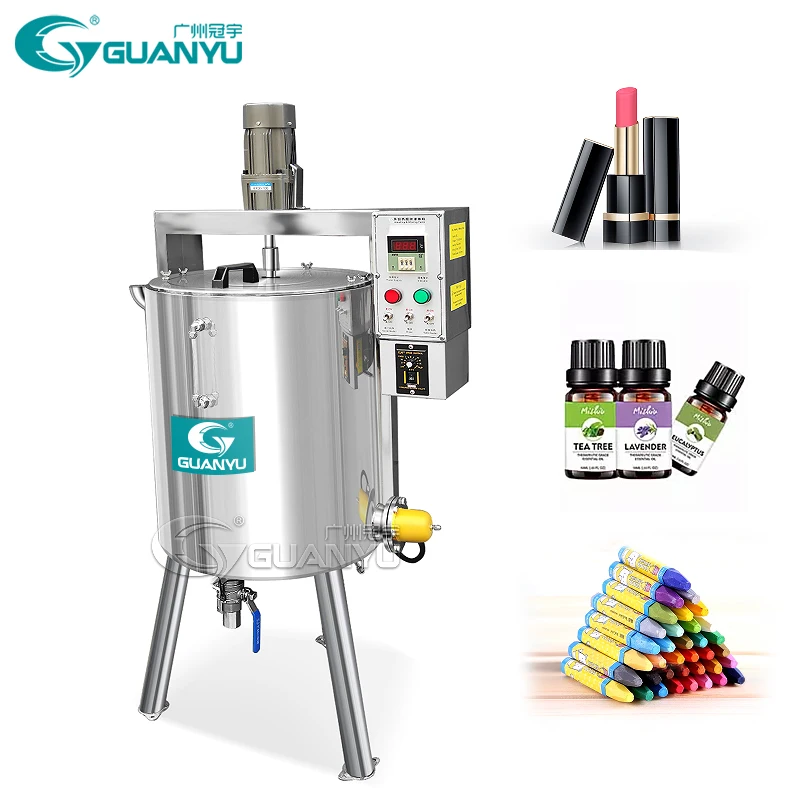 

15l 50l Liquid Stirring Vessel Detergent Blender Stainless Steel Lipstick Lip Balm Making Machine Heating Mixing Filling Tank