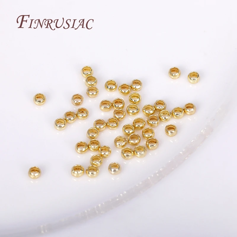 100 Stück 18K vergoldete Kugelperlen mit Crimp-Ende, Crimp-Perlen, 2mm 2,5mm 3mm Stopper-Abstandhalter-Perlen für DIY-Schmuckherstellung – Detail 22