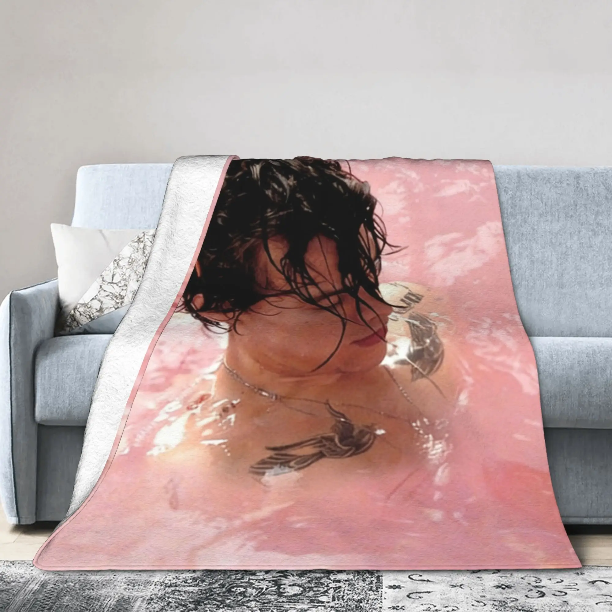 Kiss All The Time Album Blanket Cover Velvet Harrys Music Styles Ultra-Soft Throw Blankets for Home Couch Bedspread