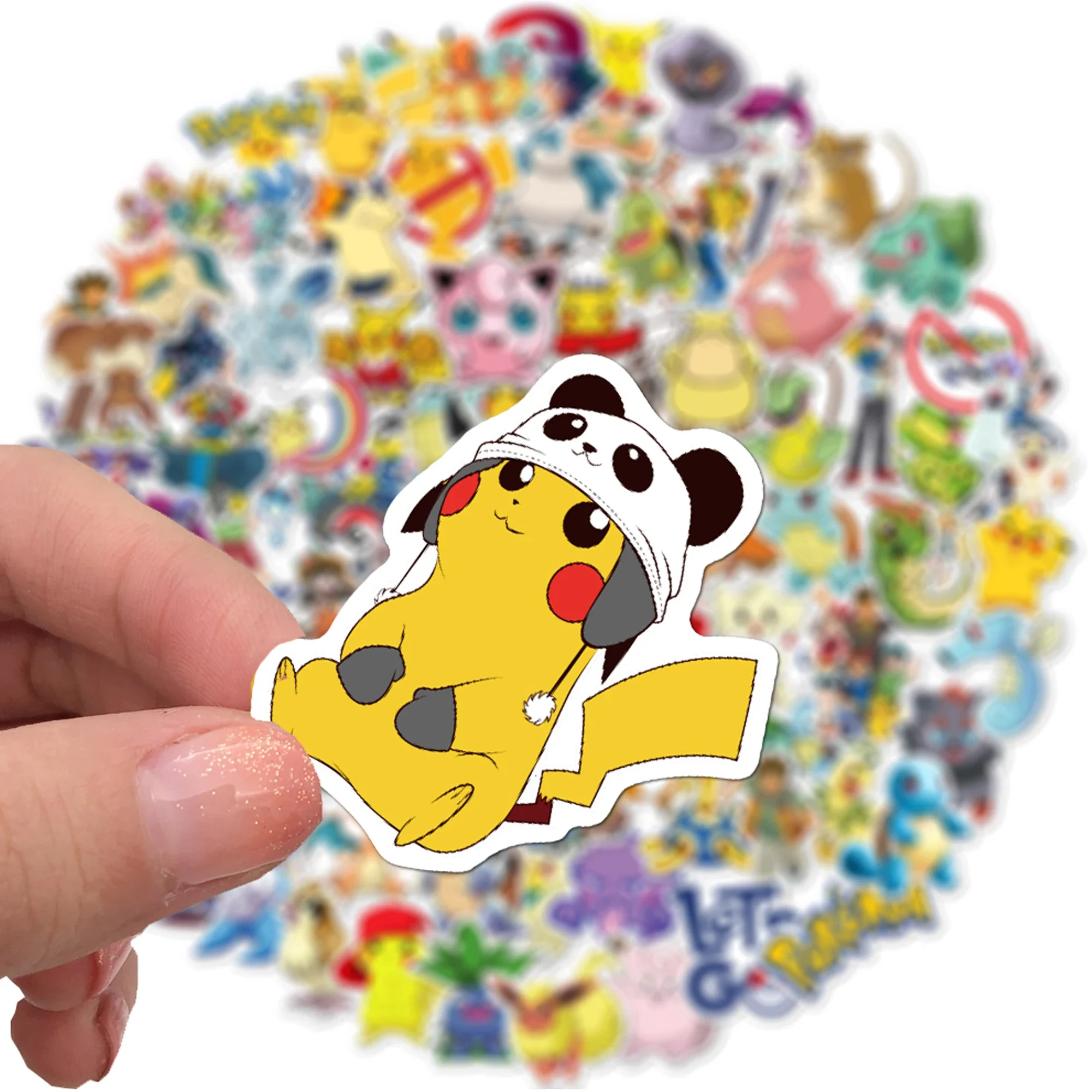 50/100Pcs Anime Cartoon Pokemon Stickers Pikachu Decals Decoration DIY Suitcase Diary Stationery Waterproof Sticker for Kids