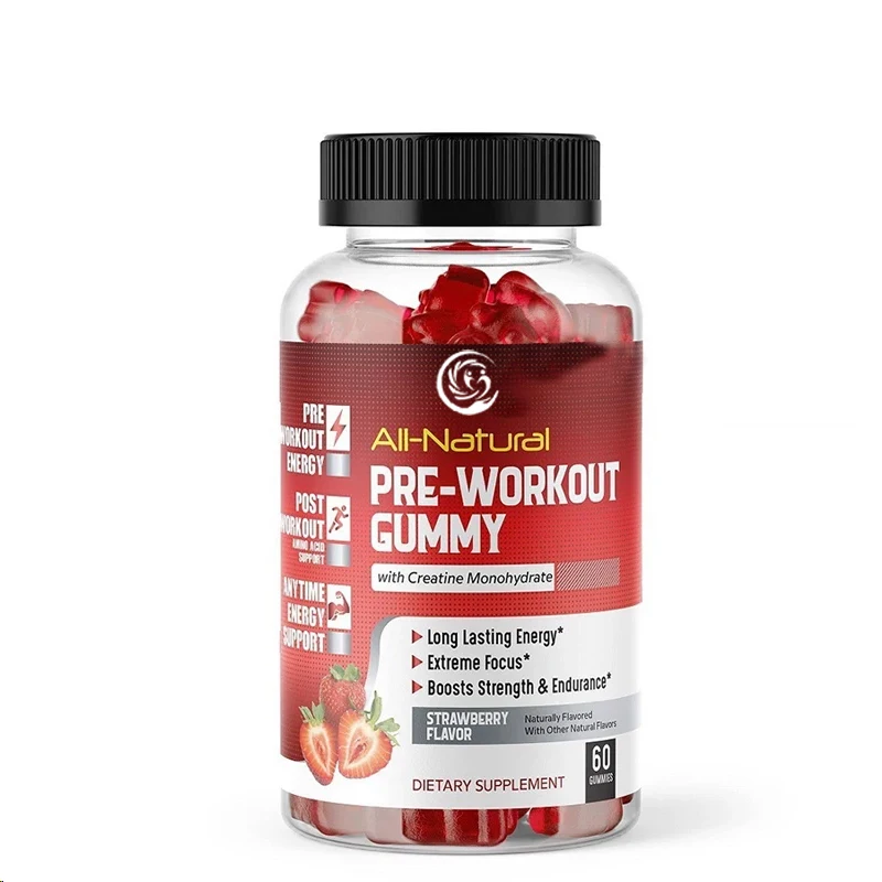 All natural vitality pre exercise gummies, containing enhanced creatine monohydrate - long-lasting energy, enhancing strength