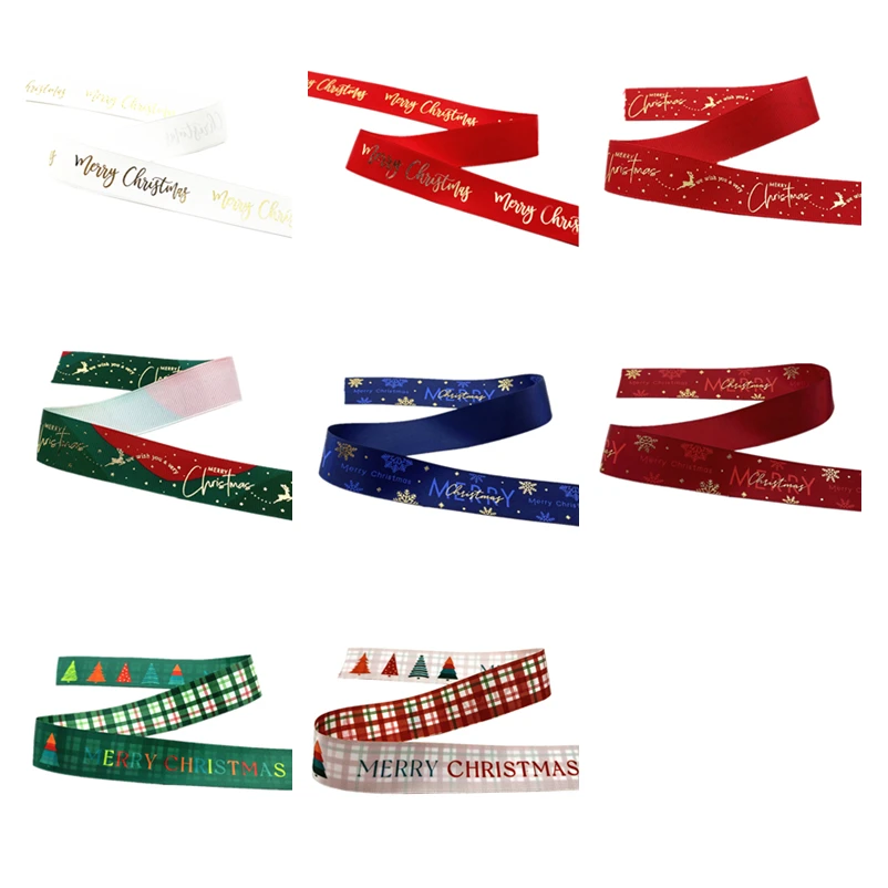 Various Styles High Quality Christmas Ribbons Printed Grosgrain for Gift Wrapping Wedding Decoration Hair Bows DIY