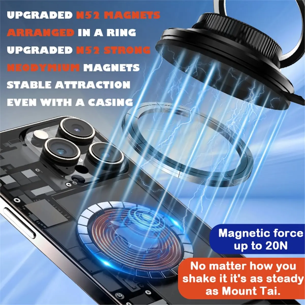 Suction Magnetic Car Phone Holder, Magnetic Car Phone Holder Mount Foldable Adjustable Car Mount