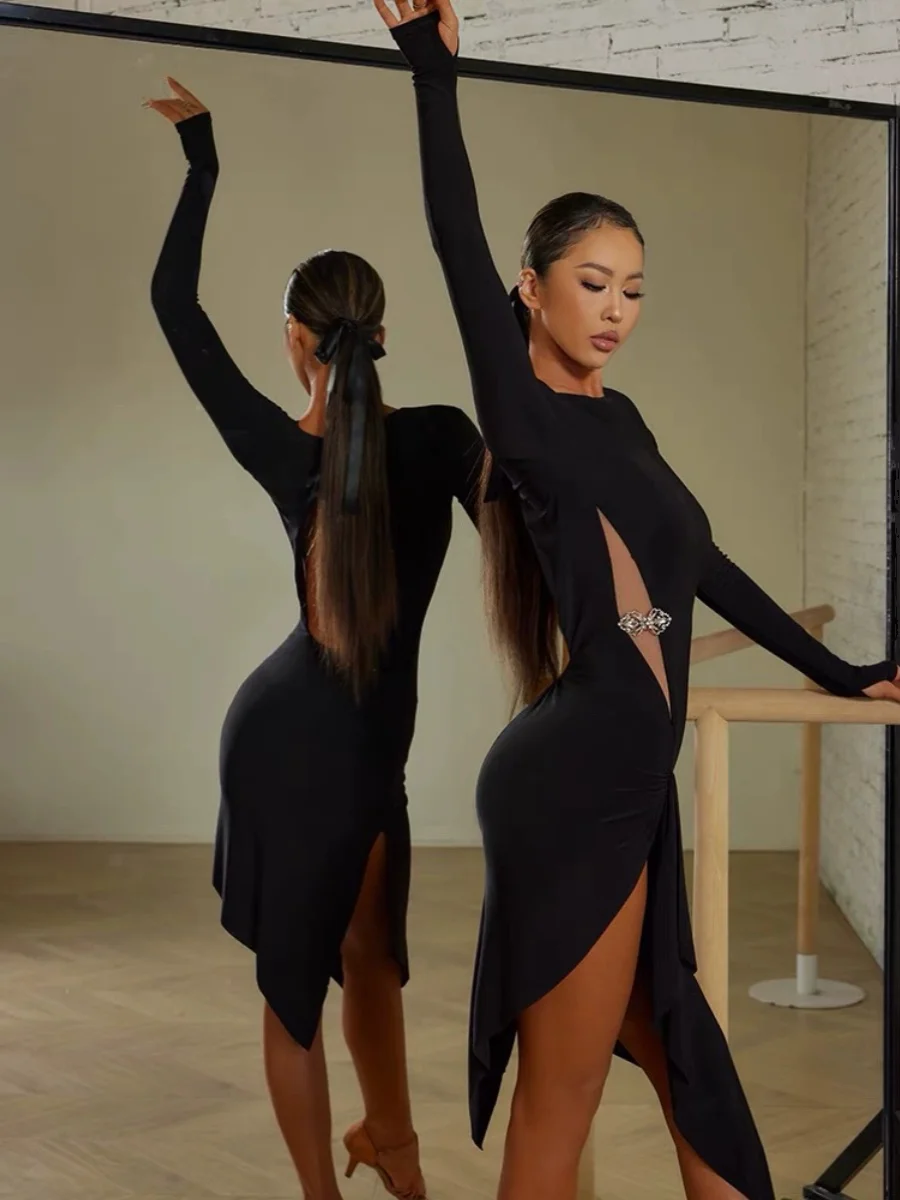 ZYM Dancewear Costume Abito Abiti da pratica di danza latina ad alto senso con biancheria intima