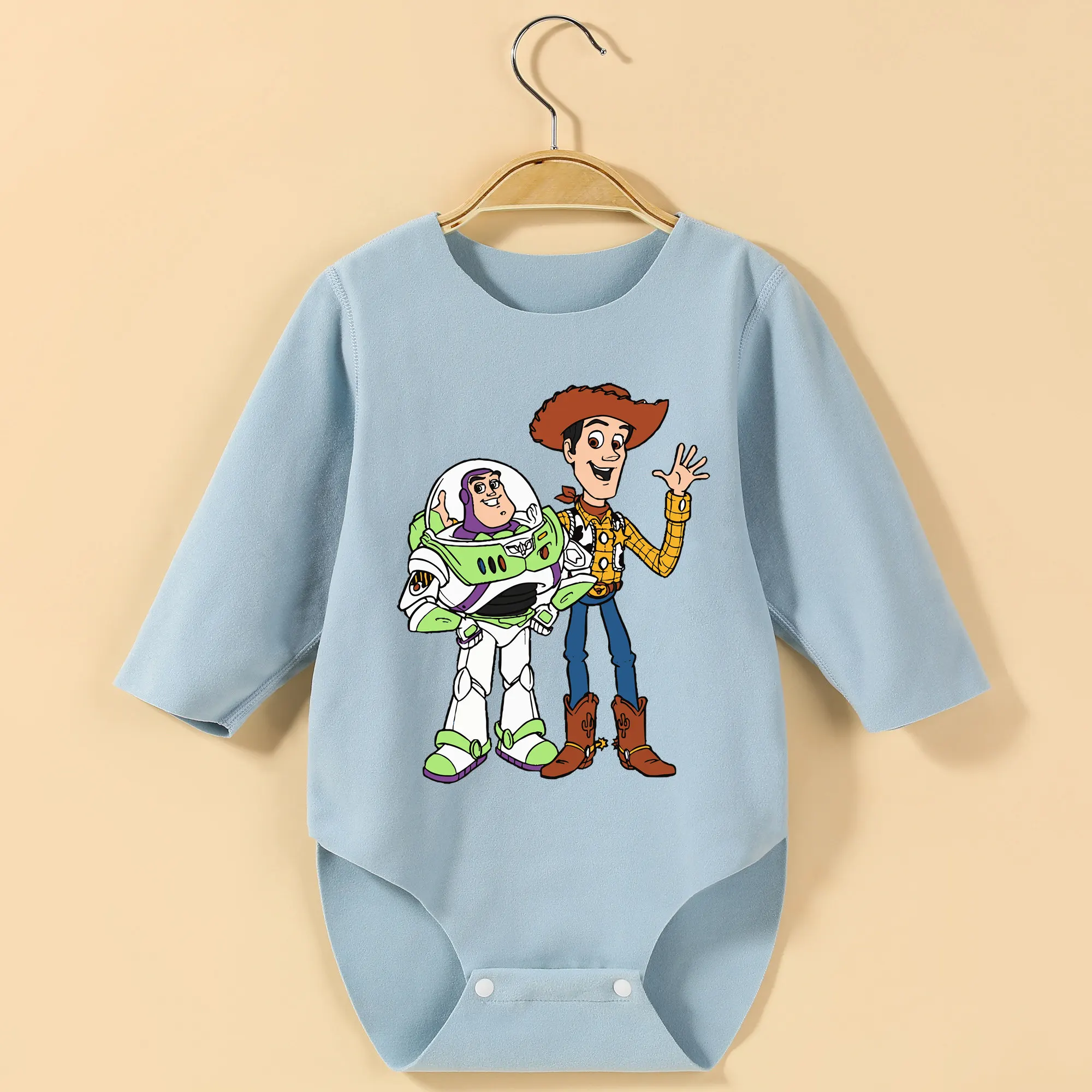 

Toy Story & MINISO Детское боди с длинными рукавами, комбинезон для роста 60-90 см, Woody, изысканный детский комбинезон из милой ткани с принтом