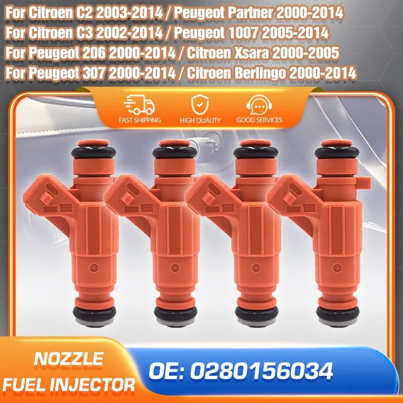 

Fuel Injector Nozzle For Peugeot 206 307 1007 Partner Citroen C2 C3 Xsara Berlingo 1.6L L4 2000-2014 Car Accessories 0280156034