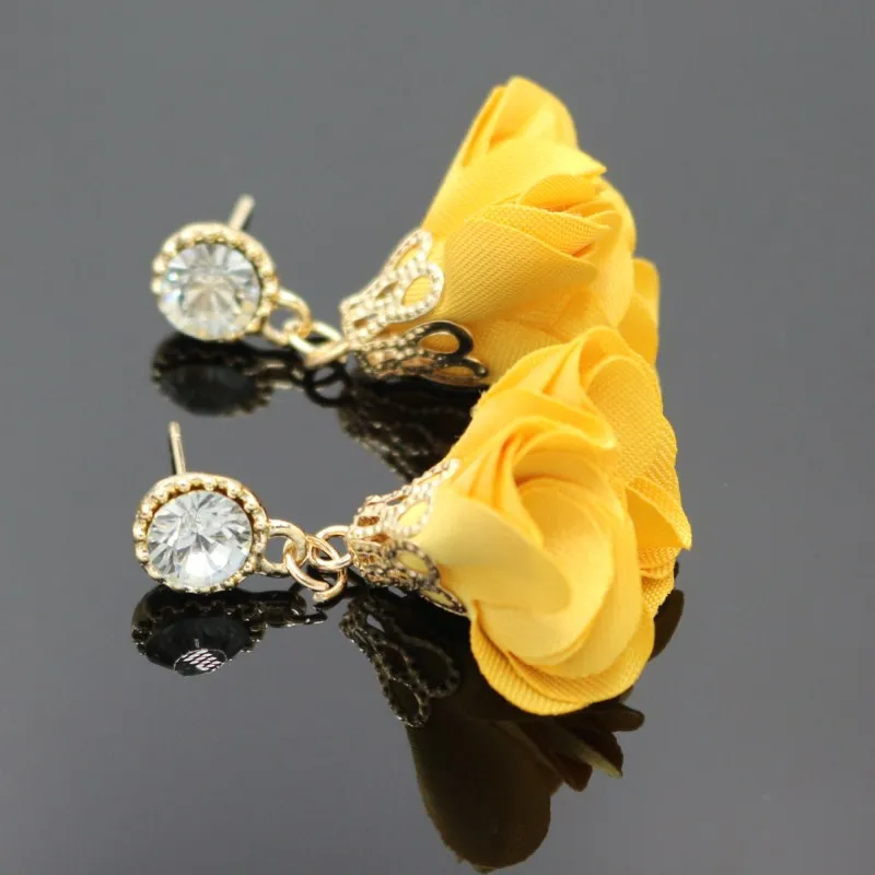 Korean Style Personality Crystal Acrylic Flowers Drop Earrings For Women Geometric Dangle Lover Sweet Cute Gift