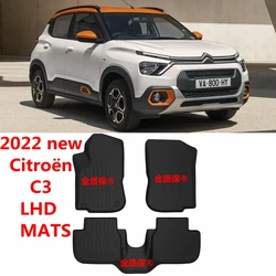 Use for 2022 new Citroen C3 car carpet  custom car AllWeather Floor foot Mat  Fit For new Citroen C3 waterproof floor mat