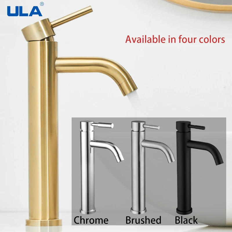 

ULA смеситель для раковины из нержавеющей стали, высокий смеситель для раковины в ванной комнате, смеситель для горячей и холодной воды, смеситель для умывальника, кран для ванной комнаты