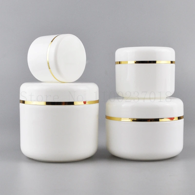50 stks/partij 10g-250g Witte Hervulbare Flessen Reizen Gezichtscrème Lotion Cosmetische Container Plastic Lege Make-Up pot
