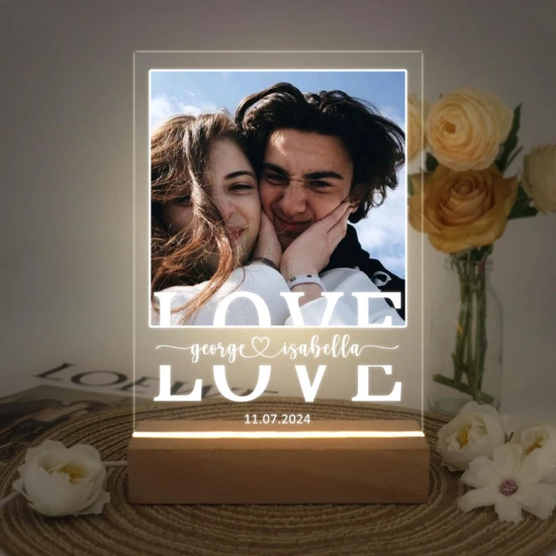 

Personalized Acrylic Picture Frame Photo Collage Lamp Ideal Gift For Couple Lover Friends Family Anniversary Birthday Holiday