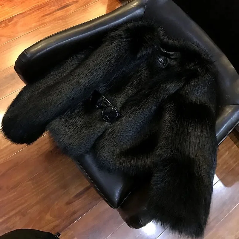 Koreaanse Dames Effen Kleur Pluche Uitloper 2025, Femme Mode Korte Bont Tops Jas Winter Dikker Vrouwen Lange Mouwen Nepbontjas