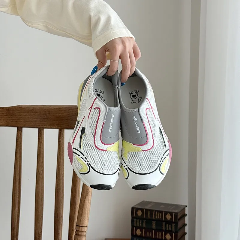2026 Summer New Mesh Breathable Dad Shoes, Women's Thick Sole Height Increasing, One Foot Sports, Daily Versatile Casual Shoes
