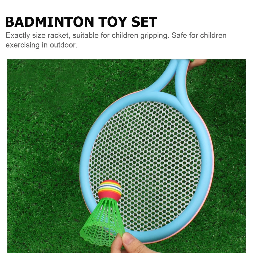 

1Set Kids Badminton Racket Set Safe Comfortable Durable PVC Eva Material Outdoor Sports Activity for Kids Reaction Hand Eye