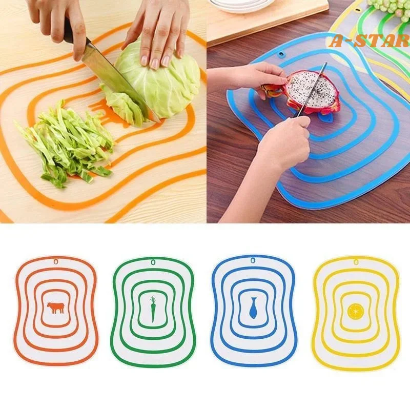 1pc Three Sizes Colored Line Kitchen Non-slip Chopping Blocks Tool Flexible Transparent Cutting Board Kitchen PP Cutting Boards