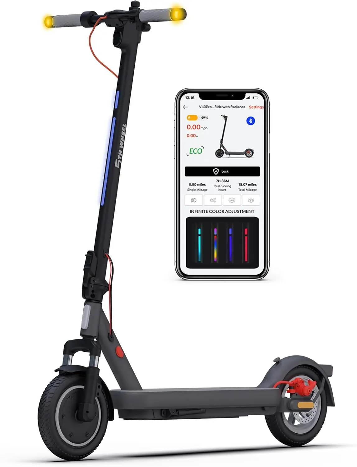 V40PRO Electric Scooter with Turn Signals - 24.9 Miles Range & 20 MPH, 48V 800W Peak Motor, 10