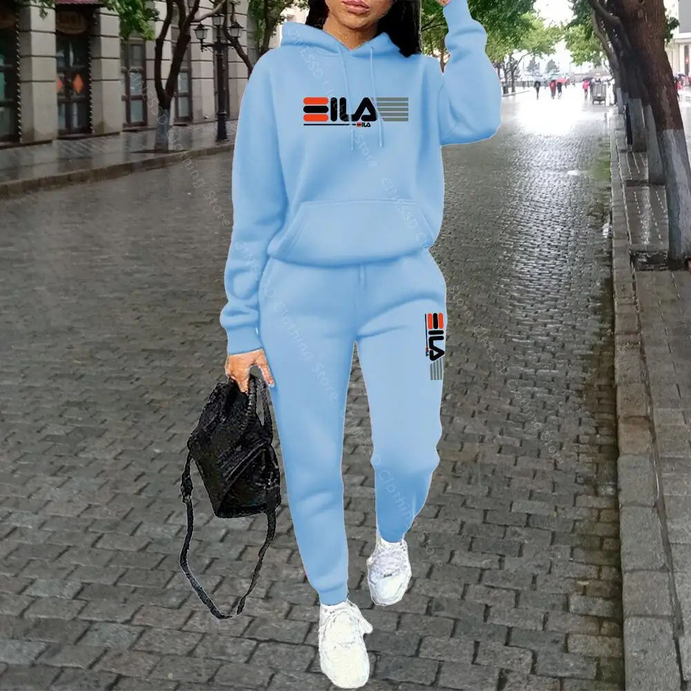 Womens Clothing Autumn Winter Hoodies Pants Fashion High Quality Aesthetic Luxury Brand Designer Streetwear Pants Sets for Women - Image 6