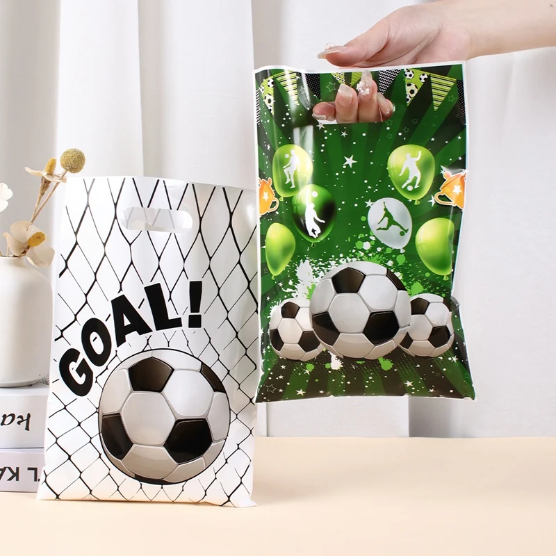 10/20/50pcs Soccer Gift Bags Plastic Football Candy Bags Soccer Party Favor Bags for Team Kids Sports Theme Birthday Supplies