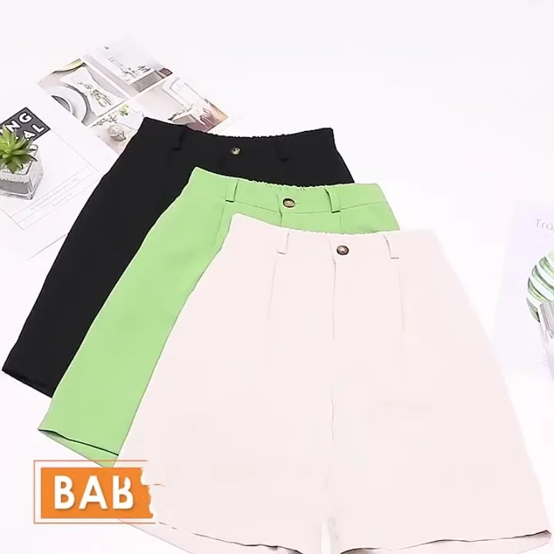 

2024 Summer Women's Suits Shorts Loose Plus Size High Waist Lady Shorts Thin Wide Leg Pantsalone Half-Length Female Short KE9350