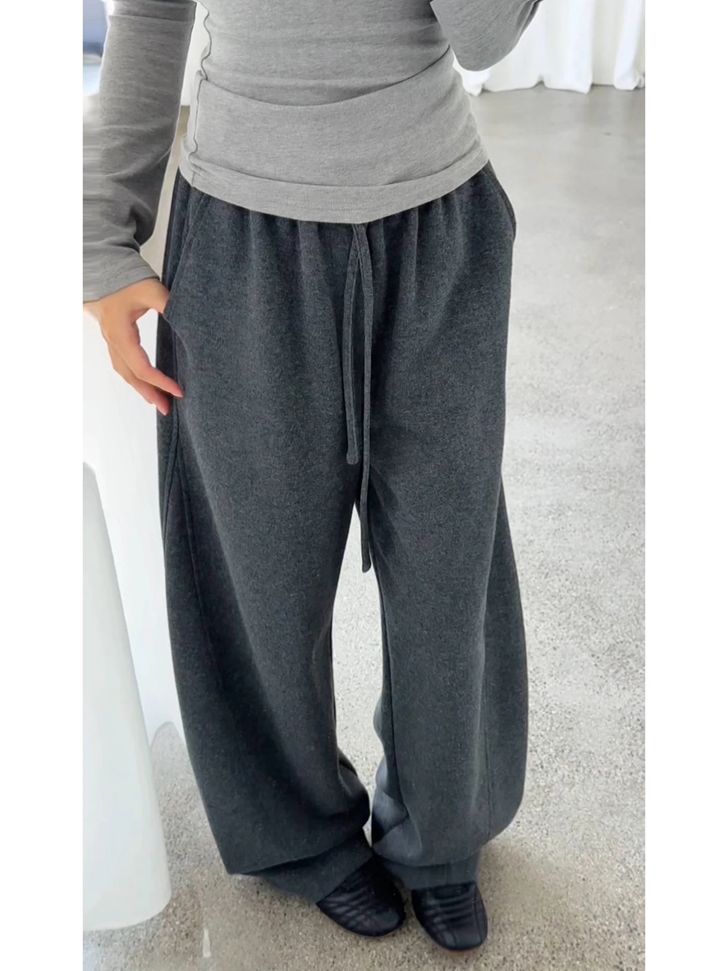 

Свободные широкие брюки прямого кроя, удобные, модные, синие, для мужчин и женщин, осенняя коллекция