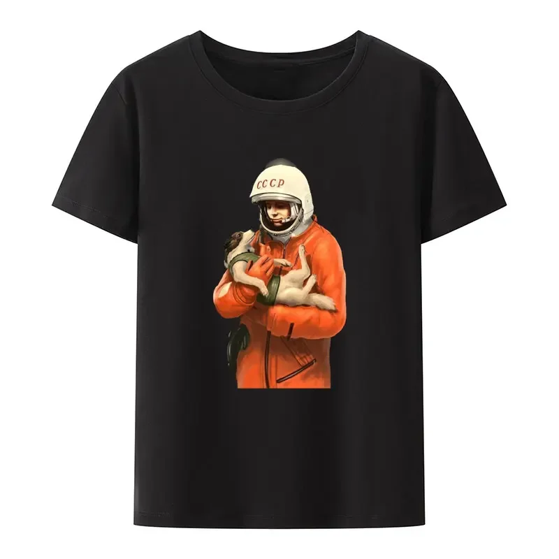 Cccp السوفياتي لايكا الفضاء الروسي سوبر صاروخ الكلب قصيرة الأكمام المحملة الرجال النساء الصيف بيع تي شيرت مضحك الشارع الشهير Camisetas