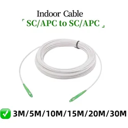 Fio de fibra óptica apc sc para sc óptico monomodo 1 núcleo g657a1 cabo de extensão interna 3m/5m/10m/15m/20m cabo de remendo de fibra óptica