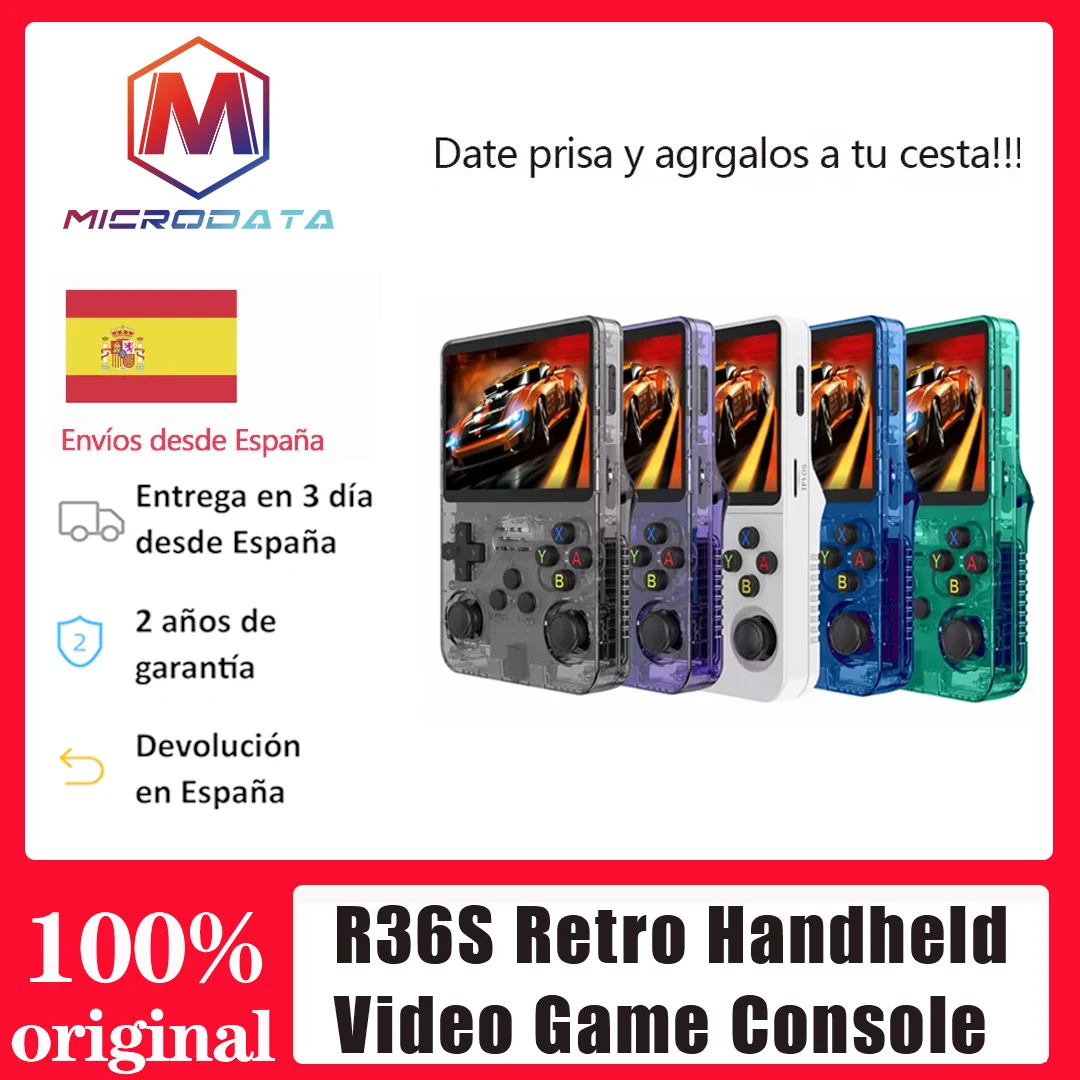 R36S /K36 Handheld Video Game Console RK3326 Linux OS 16000 Games Emulator for PS1/PSP/DC/N64/SS 500nit 3.5 Inch IPS Screen R36S