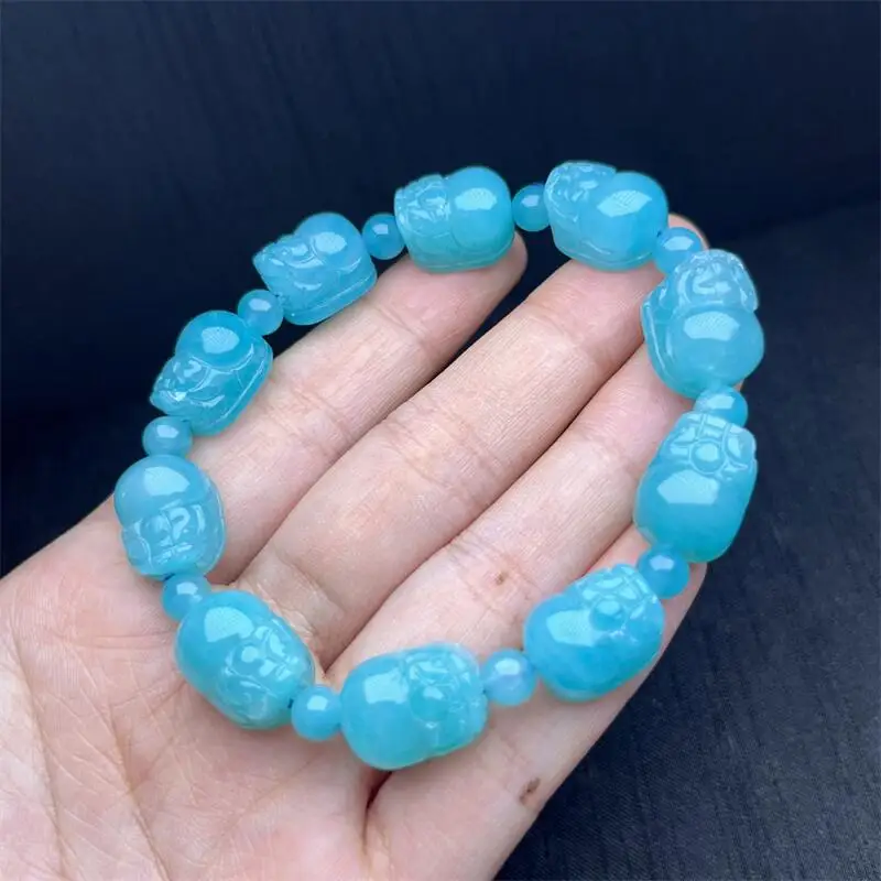 15.6MM Natural Amazonite Pixiu Bracelet Fashion Reiki Gemstone Round Beads Bracelets Jewelry Couple Gift 1PCS