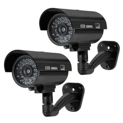 Fuers Fake Camera Outdoor Dummy Camera Simulation Indoor Bullet Led Light Monitor Exterior Deterrent CCTV Simulated Surveillance