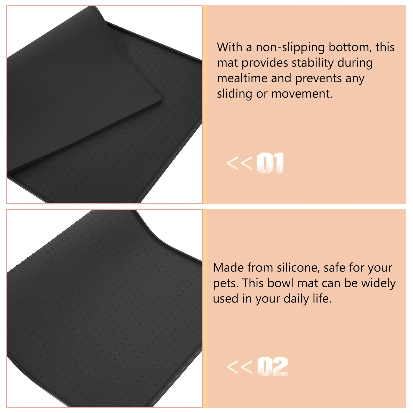 

Waterproof Dog Placemat Silicone Bowl Mats for Food Bowls Pet Pad Cat Feeding Black