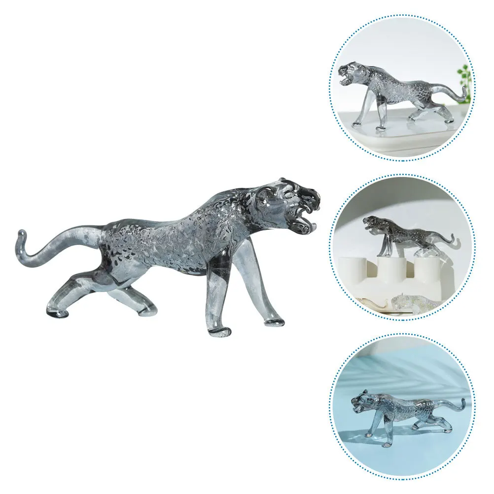 

Crystal Leopard Ornament Clear Delicate Crystal Animal Decor Garden Lawn Desktop Balcony Realistic Animal Statue