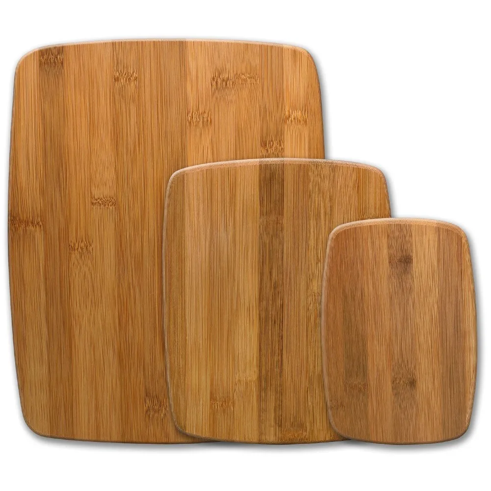 3 Layer Bamboo Cutting Board Set with Juice Groove and Non Slip Pads Premium Chopping Boards for Kitchen Meat Vegetable and Cheese