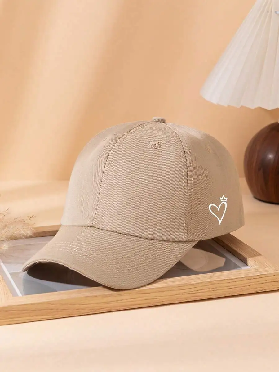

Heart Crown Print Adjustable Baseball Cap For Women, Casual Summer Beach Hat
