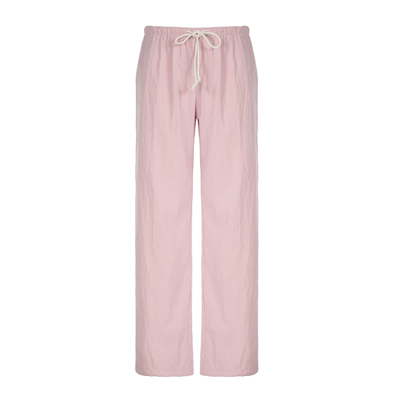 Darlingaga Casual Loose Solid Drawstring Basic Women Pants Homewear Korean All-Match Full Length Trousers Pink Sweet Capris New