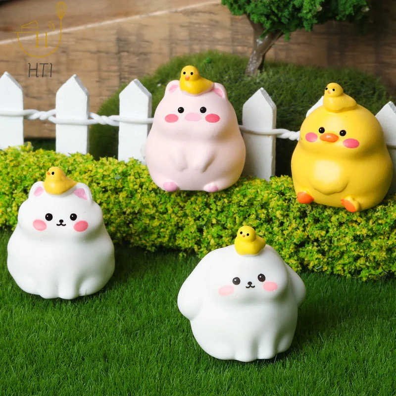 Mini Cute Animals Figurine Animal Model Moss Micro Landscape Home Decor Miniature Fairy Garden Decoration Accessories