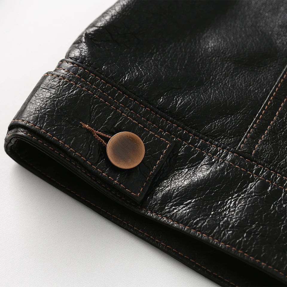 Men Genuine Leather Jacket Soft Slim Fit Tanned Pigskin Leather