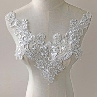 White Car Bone Embroidery Hollowed Out Neckline Collar DIY sewing Decoration Lace Fabric  Accessories