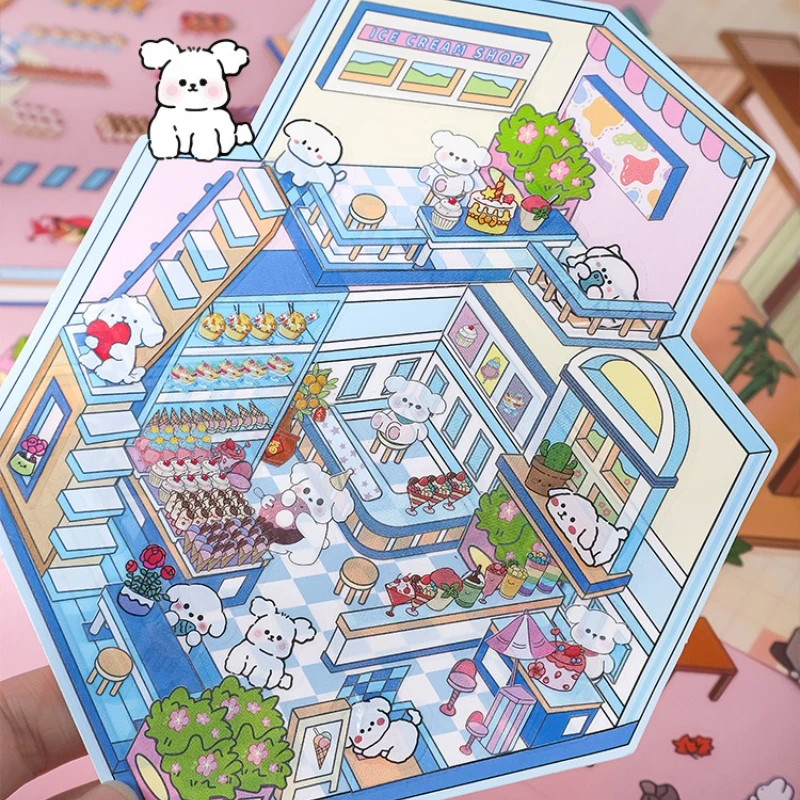 

Очаровательные животные магазин 3D перспективные наклейки для ландшафтного дизайна-милые забавные миниатюрные наклейки для декомпрессии «сделай сам» для детей